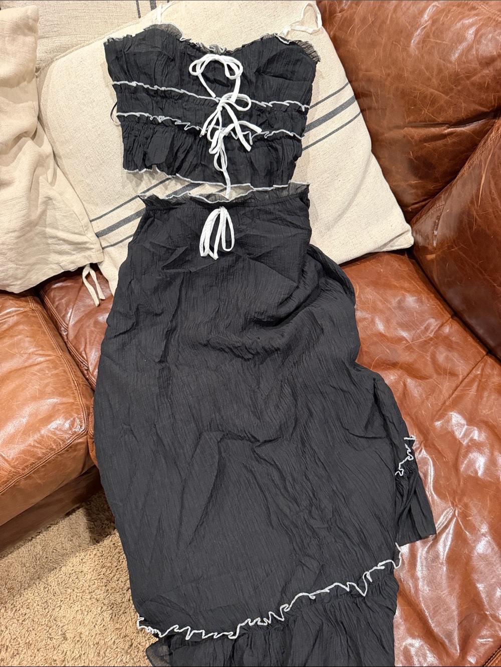 Black Skirt Set with White Trim